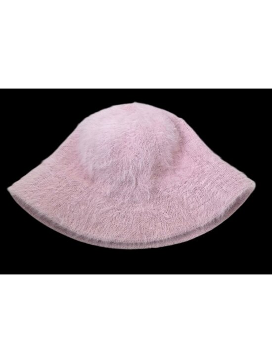 Vintage Angora Fuzzy Pink Bucket Hat OS Stretchy Cloche Stretchy Faux Fur